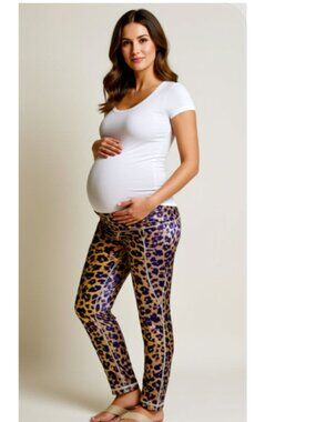 GapFit Maternity Blackout Technology leggings, cheetah print, Size Small (A69)